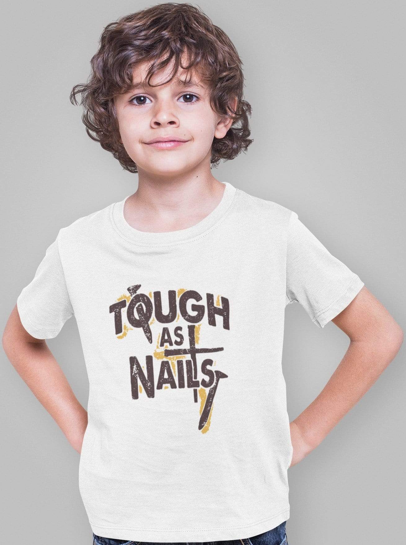 Living Words Kids Round Neck T Shirt Boy / 0-12 Mn / White Tough as nails