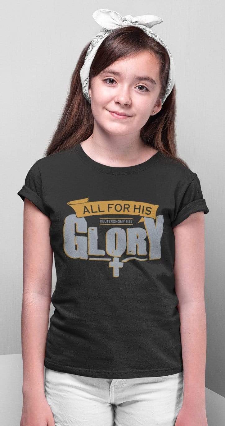 Living Words Kids Round Neck T Shirt Girl / 0-12 Mn / Black All for His Glory