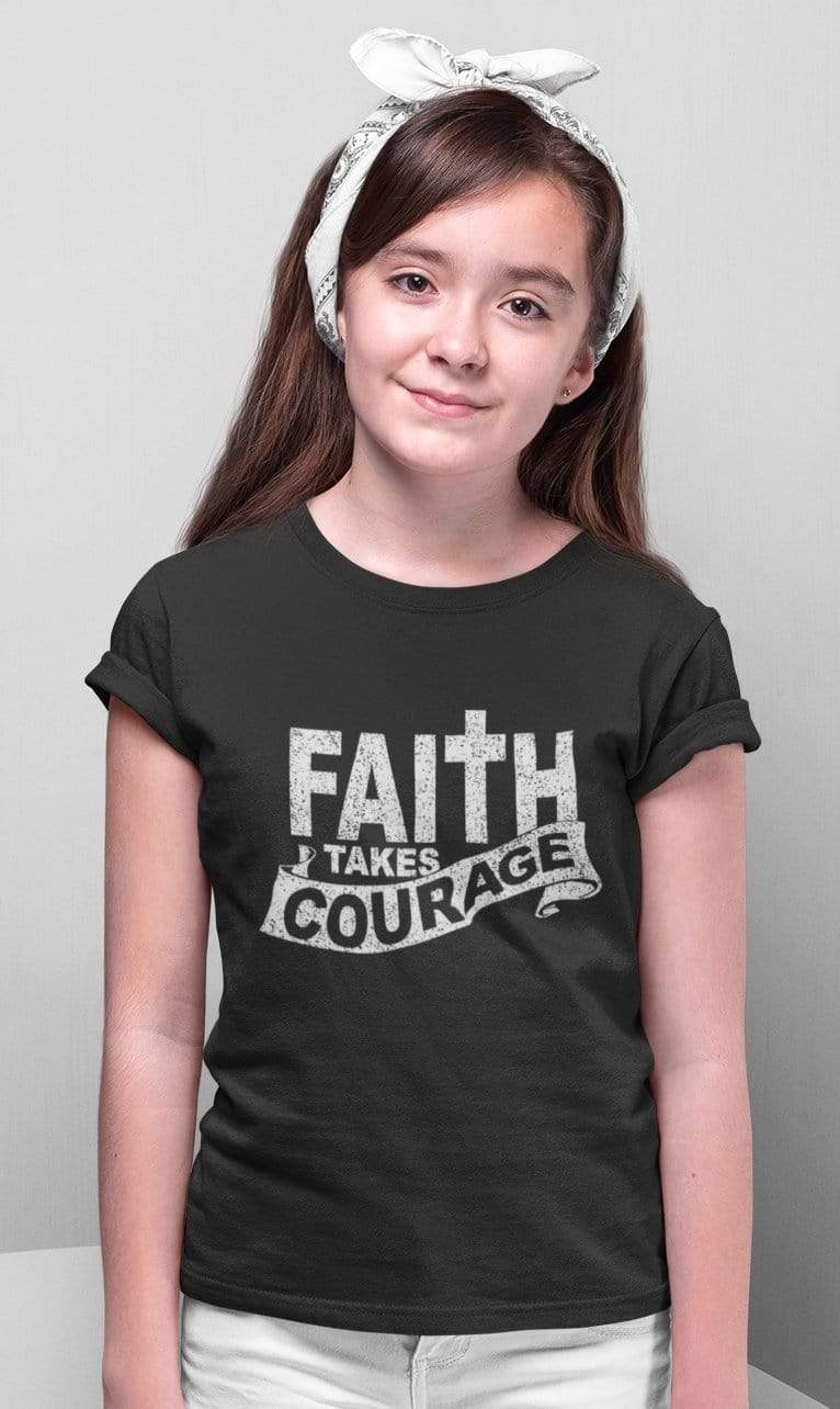 Living Words Kids Round Neck T Shirt Girl / 0-12 Mn / Black Faith takes courage