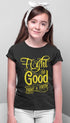 Living Words Kids Round Neck T Shirt Girl / 0-12 Mn / Black Fight the good - Retro