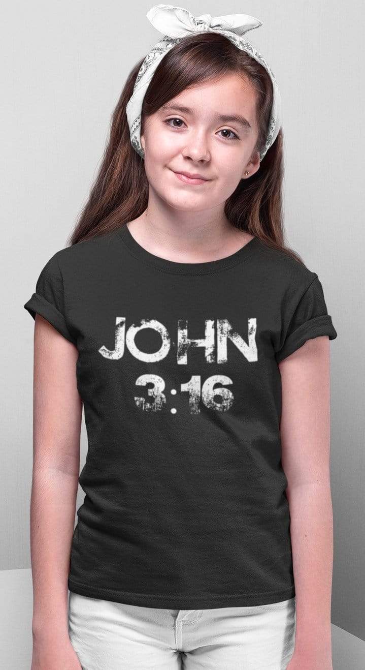 Living Words Kids Round Neck T Shirt Girl / 0-12 Mn / Black John 3:16