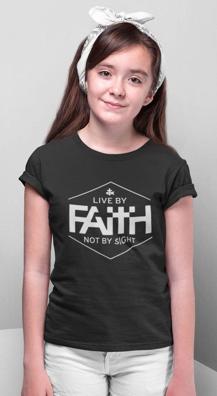 Living Words Kids Round Neck T Shirt Girl / 0-12 Mn / Black Live by faith