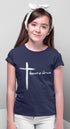 Living Words Kids Round Neck T Shirt Girl / 0-12 Mn / Navy Blue Amazing Grace - Cross