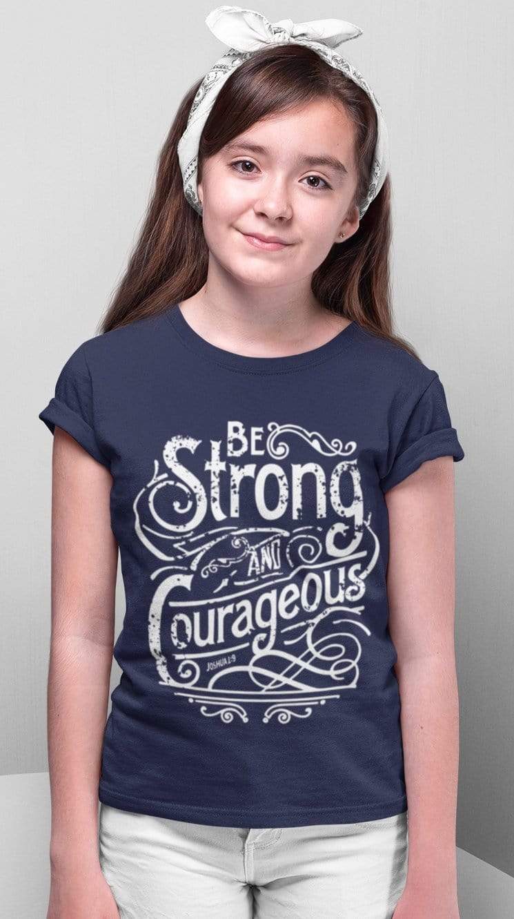 Living Words Kids Round Neck T Shirt Girl / 0-12 Mn / Navy Blue Be strong