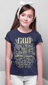 Living Words Kids Round Neck T Shirt Girl / 0-12 Mn / Navy Blue For God so loved