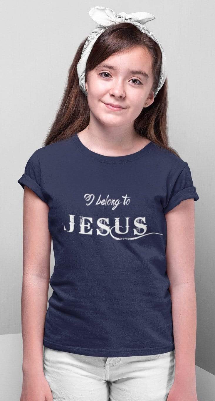 Living Words Kids Round Neck T Shirt Girl / 0-12 Mn / Navy Blue I belong to Jesus