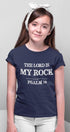 Living Words Kids Round Neck T Shirt Girl / 0-12 Mn / Navy Blue The Lord is my Rock - Psalm 18