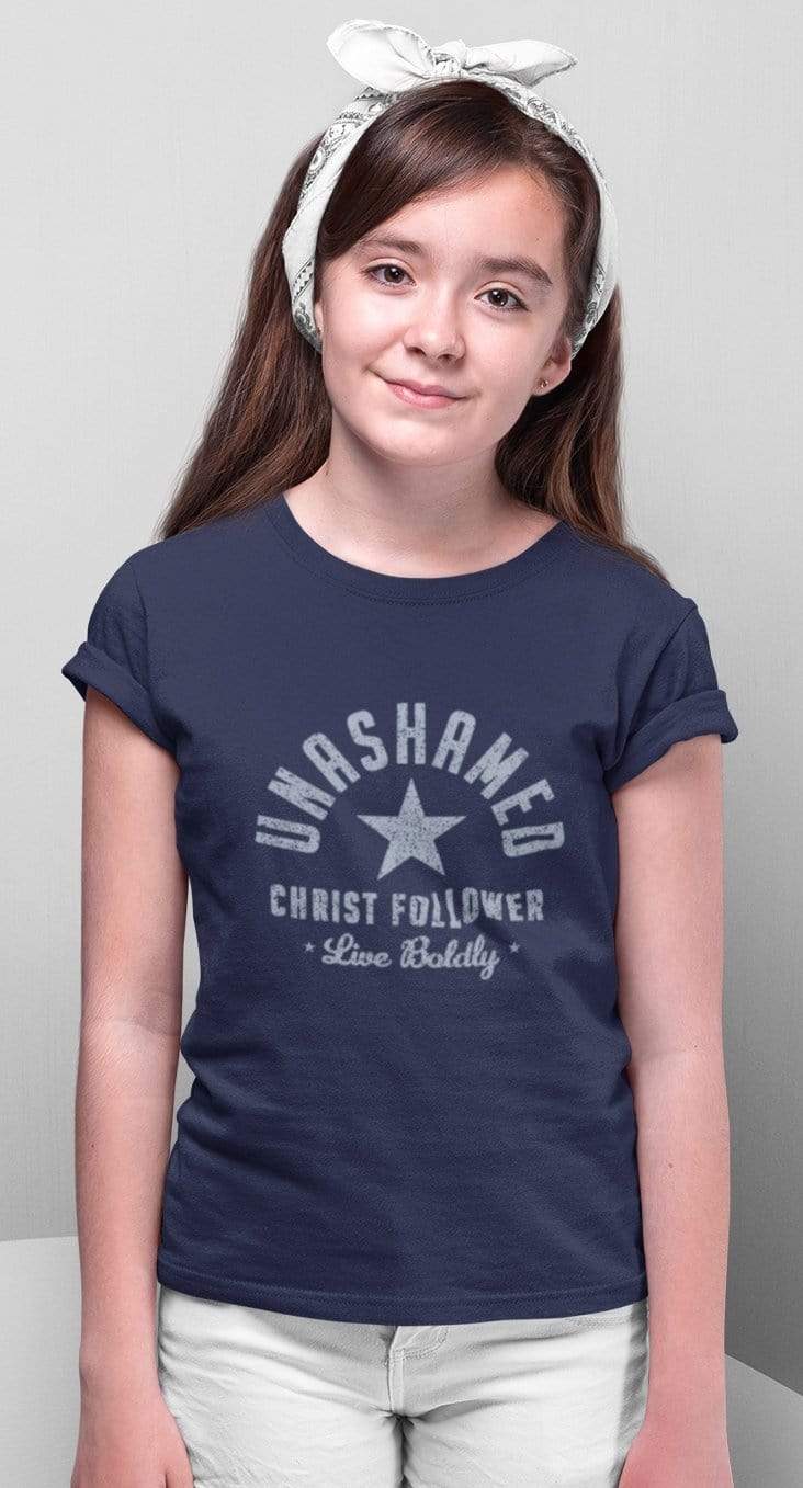 Living Words Kids Round Neck T Shirt Girl / 0-12 Mn / Navy Blue Unashamed