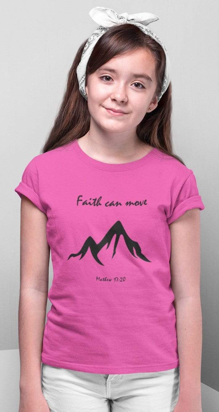 Living Words Kids Round Neck T Shirt Girl / 0-12 Mn / Pink (Girls only) Faith can move