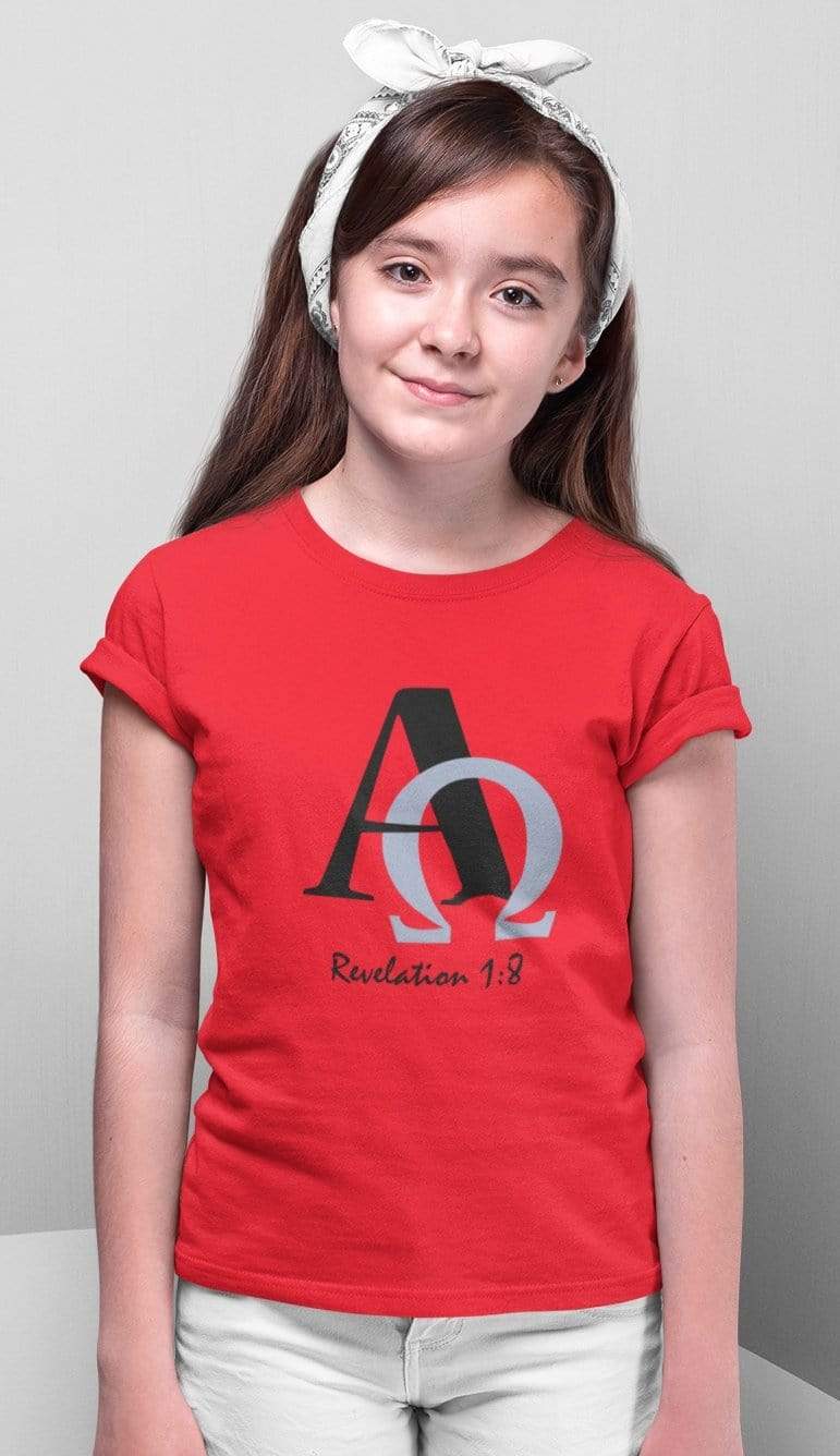 Living Words Kids Round Neck T Shirt Girl / 0-12 Mn / Red Alpha and Omega