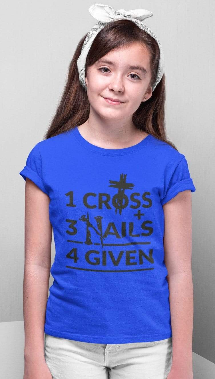 Living Words Kids Round Neck T Shirt Girl / 0-12 Mn / Royal Blue 1cross,3nails,4given