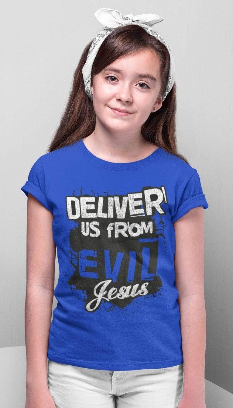 Living Words Kids Round Neck T Shirt Girl / 0-12 Mn / Royal Blue Deliver us from evil