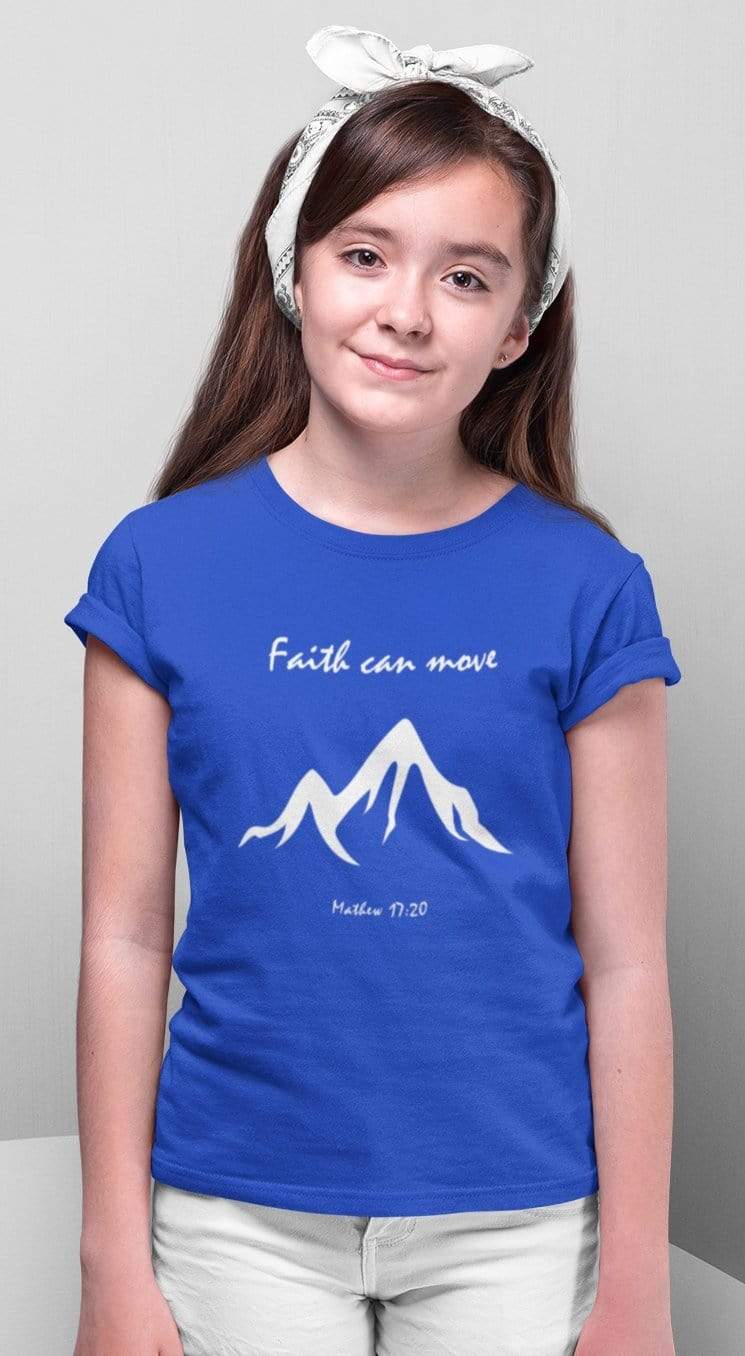 Living Words Kids Round Neck T Shirt Girl / 0-12 Mn / Royal Blue Faith can move