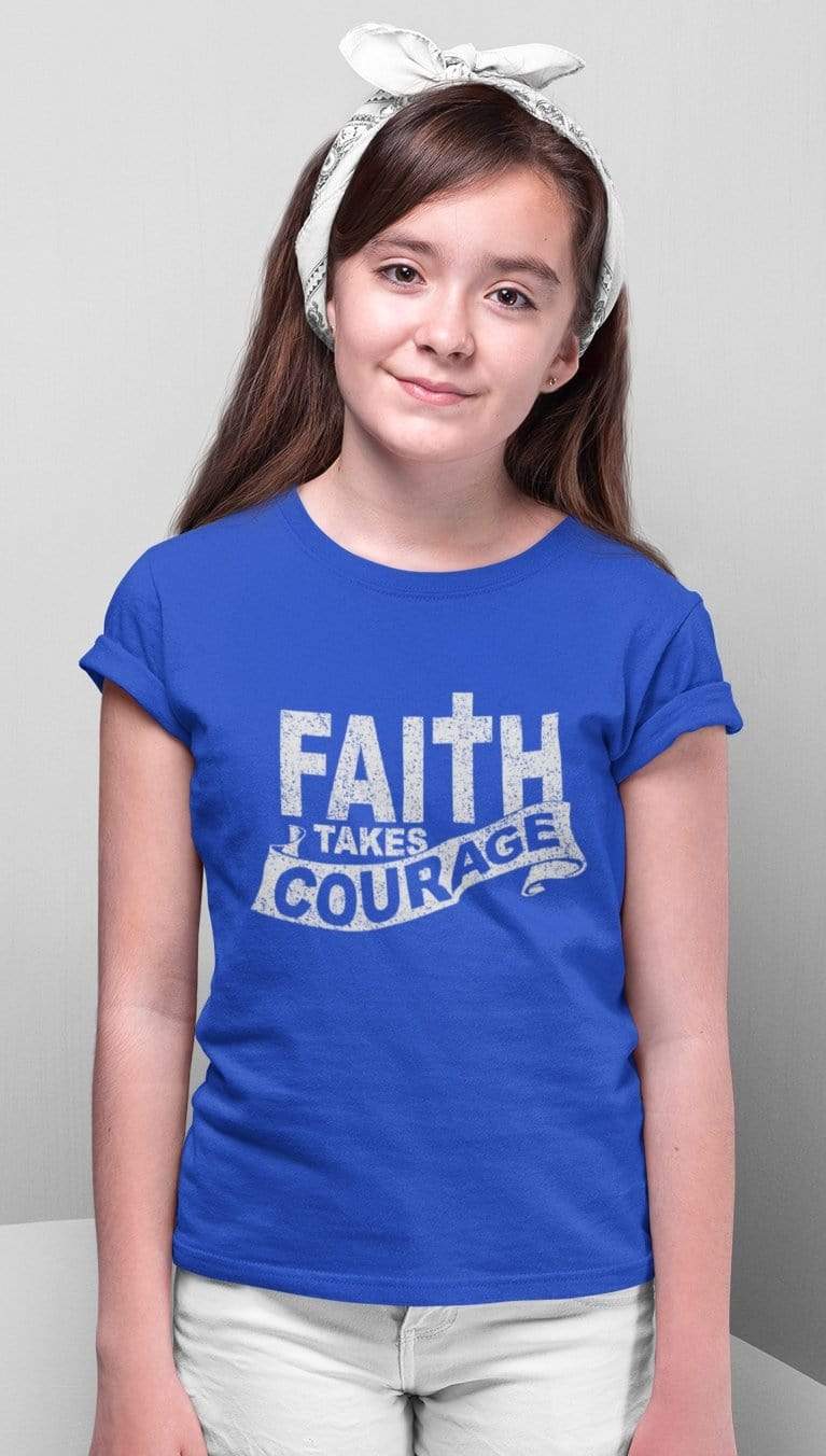 Living Words Kids Round Neck T Shirt Girl / 0-12 Mn / Royal Blue Faith takes courage