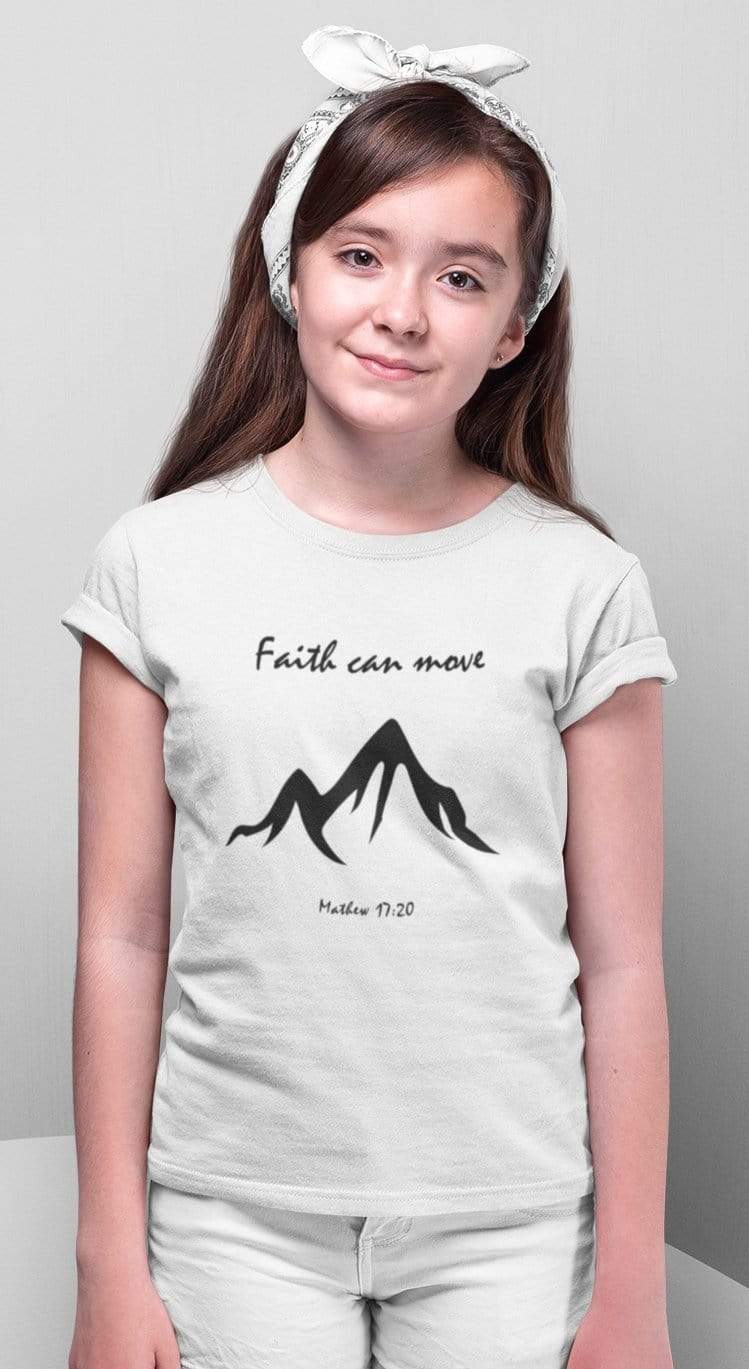 Living Words Kids Round Neck T Shirt Girl / 0-12 Mn / White Faith can move