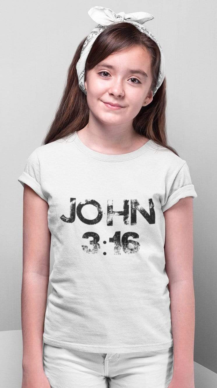 Living Words Kids Round Neck T Shirt Girl / 0-12 Mn / White John 3:16