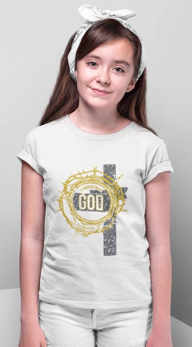 Living Words Kids Round Neck T Shirt Girl / 0-12 Mn / White Standing with God