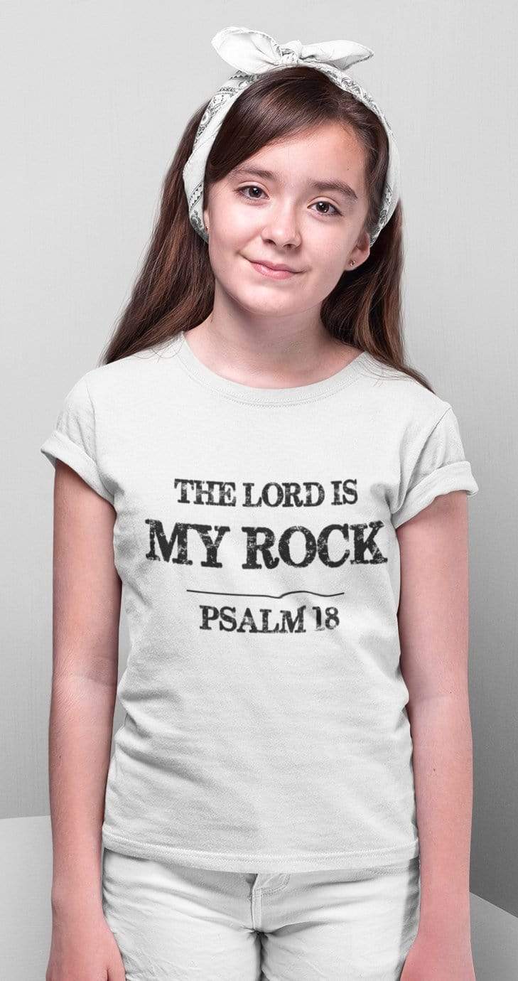 Living Words Kids Round Neck T Shirt Girl / 0-12 Mn / White The Lord is my Rock - Psalm 18