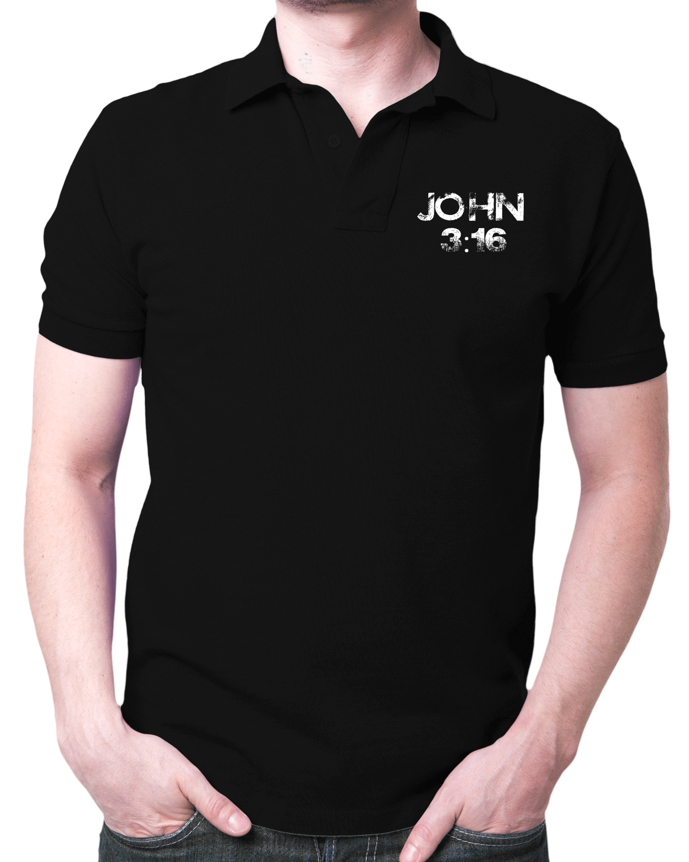 Living Words Men Polo T Shirt S / Black John 3:16 - Polo T Shirt