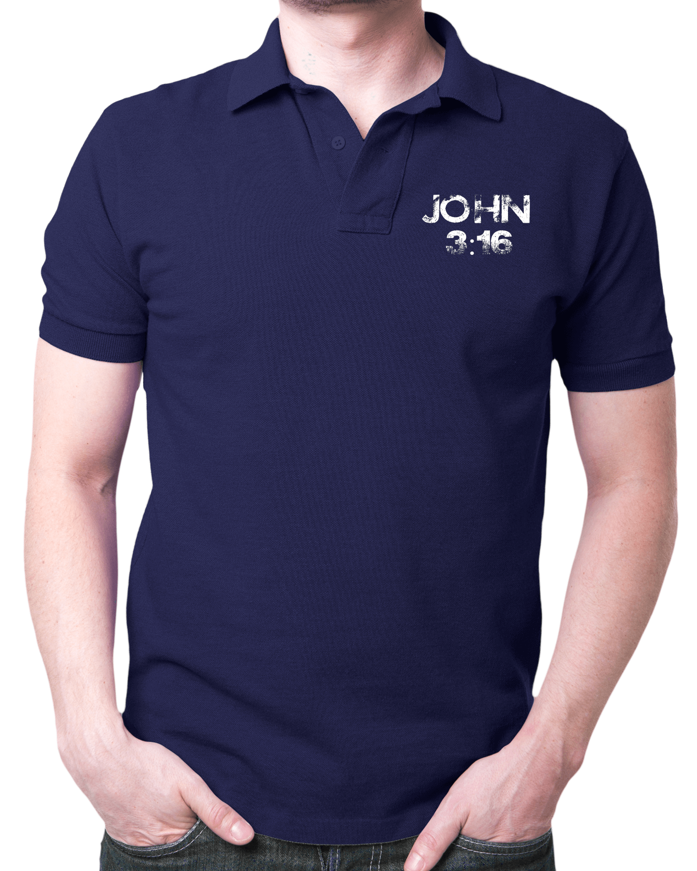 Living Words Men Polo T Shirt S / Navy Blue John 3:16 - Polo T Shirt