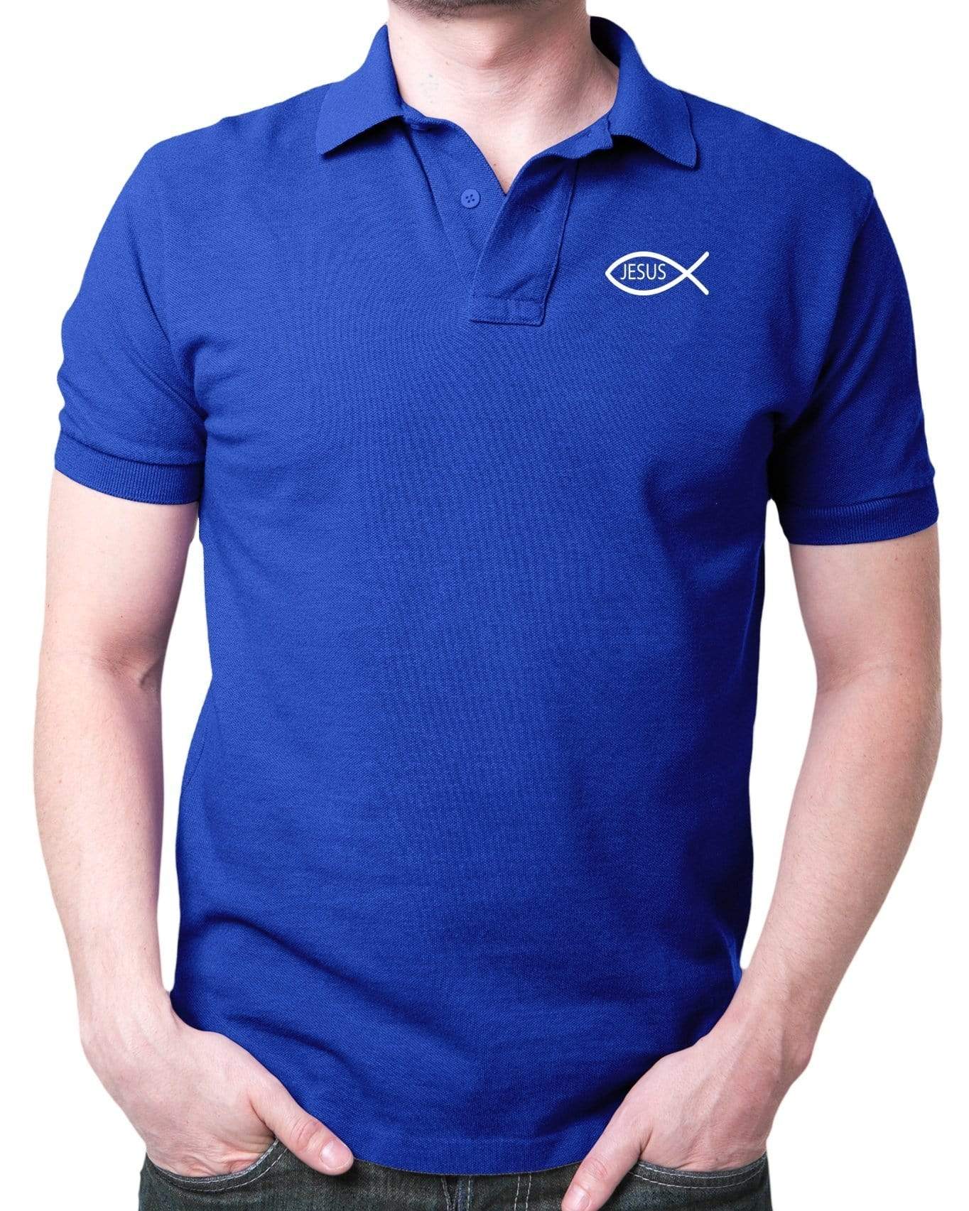 Living Words Men Polo T Shirt S / Royal Blue Fish - Polo T Shirt