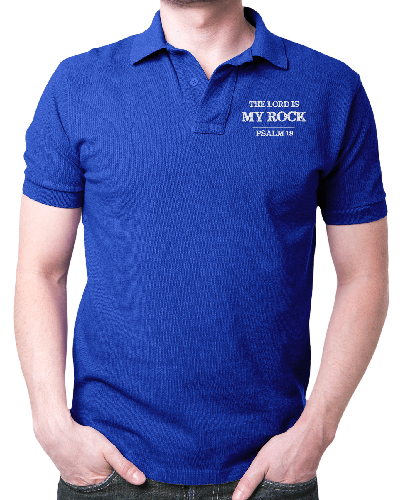 Living Words Men Polo T Shirt S / Royal Blue The Lord is my Rock- Polo T Shirt