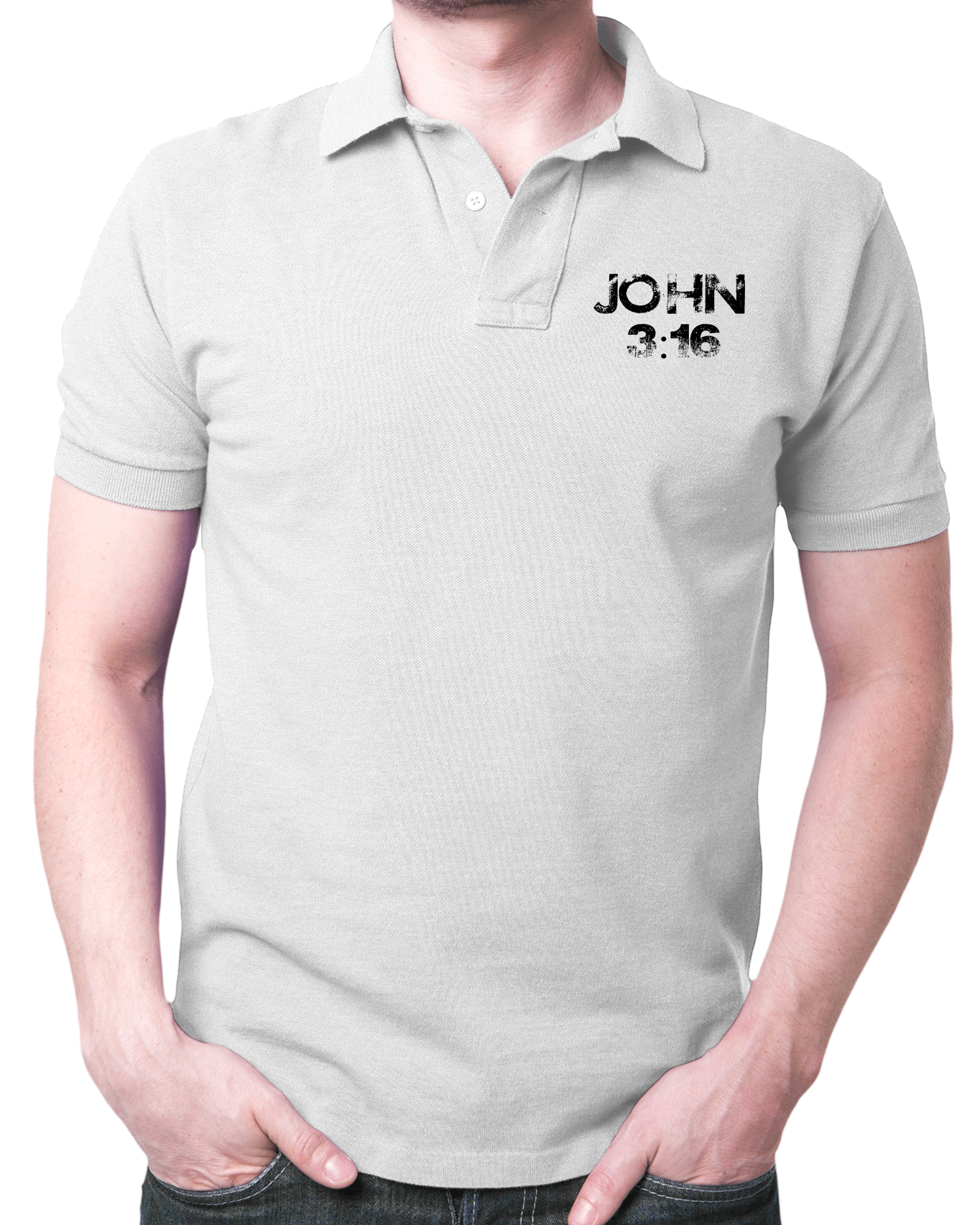 Living Words Men Polo T Shirt S / White John 3:16 - Polo T Shirt