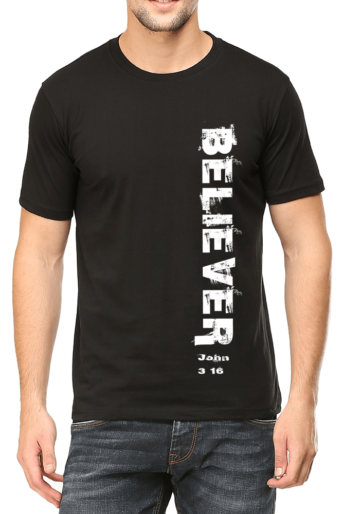 Living Words Men Round Neck T Shirt S / Black Believer - Christian T-Shirt