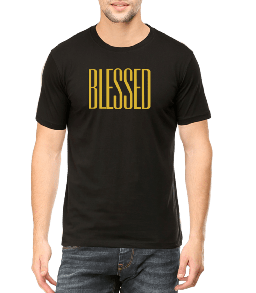 Living Words Men Round Neck T Shirt S / Black BLESSED - CHRISTIAN T-SHIRT