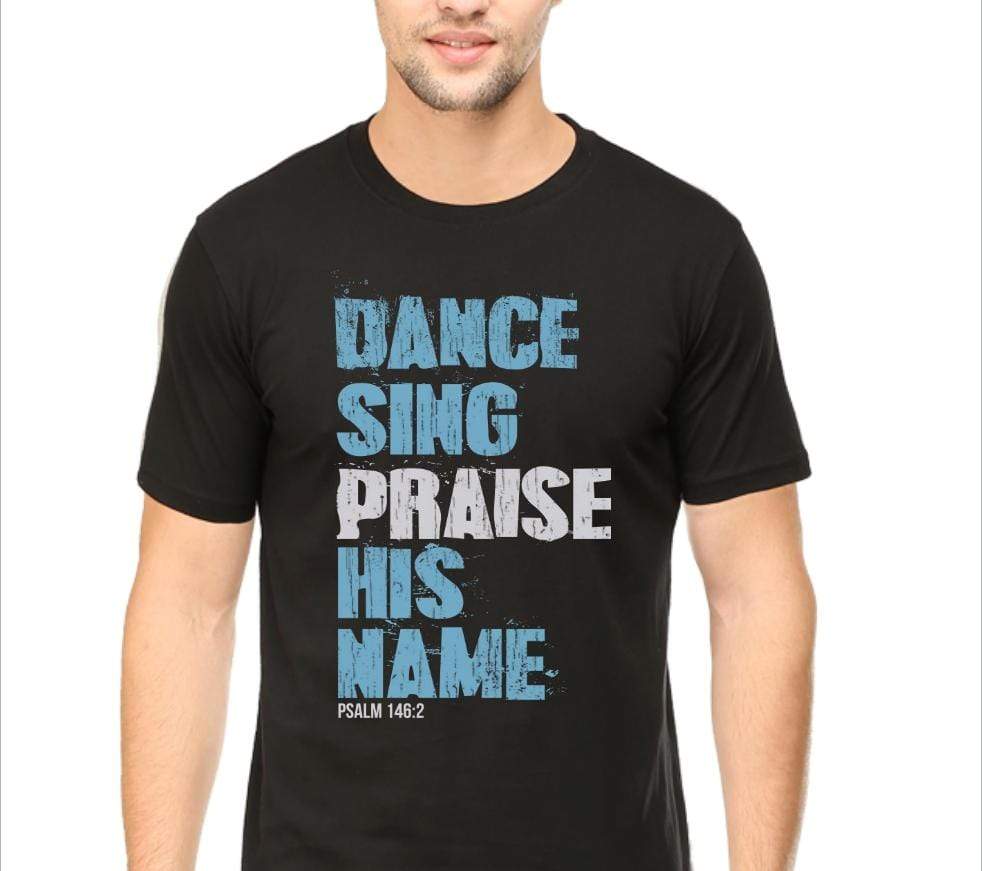 Living Words Men Round Neck T Shirt S / Black Dance Sing Praise - Christian T-Shirt