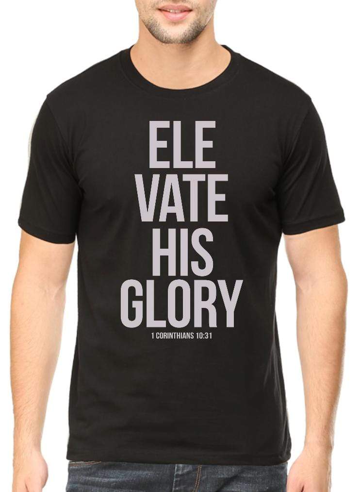 Living Words Men Round Neck T Shirt S / Black Elevate His Glory - Christian T-Shirt
