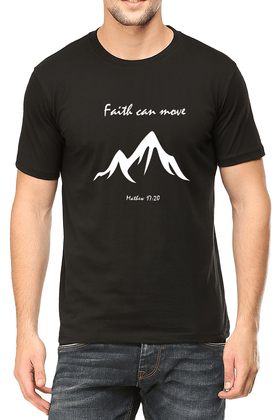 Living Words Men Round Neck T Shirt S / Black Faith can Move - Christian T-Shirt