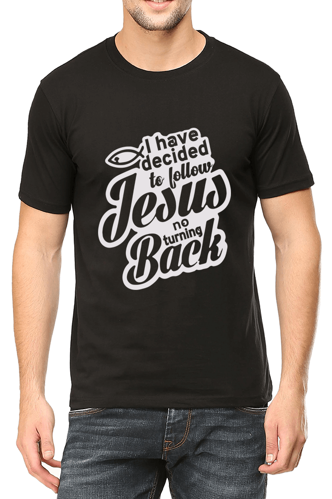 Living Words Men Round Neck T Shirt S / Black I have decided to follow Jesus - Christian T-Shirt