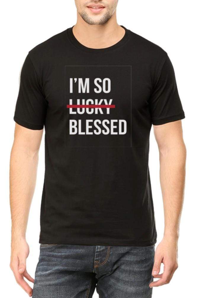 Living Words Men Round Neck T Shirt S / Black I'm so Blessed - Christian T-shirt