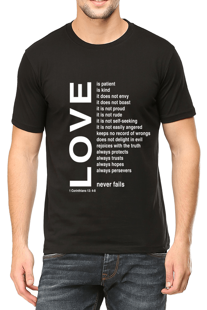 Living Words Men Round Neck T Shirt S / Black Love - Christian T-Shirt