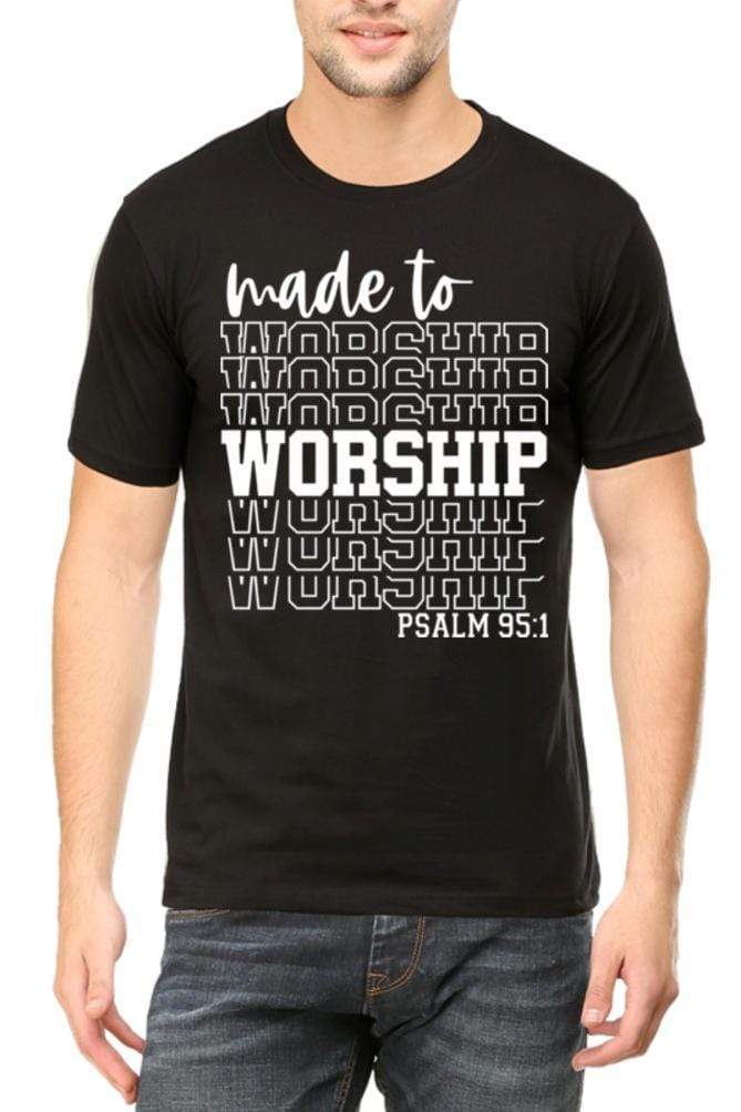 Living Words Men Round Neck T Shirt S / Black Made to worship - Christian T-Shirt