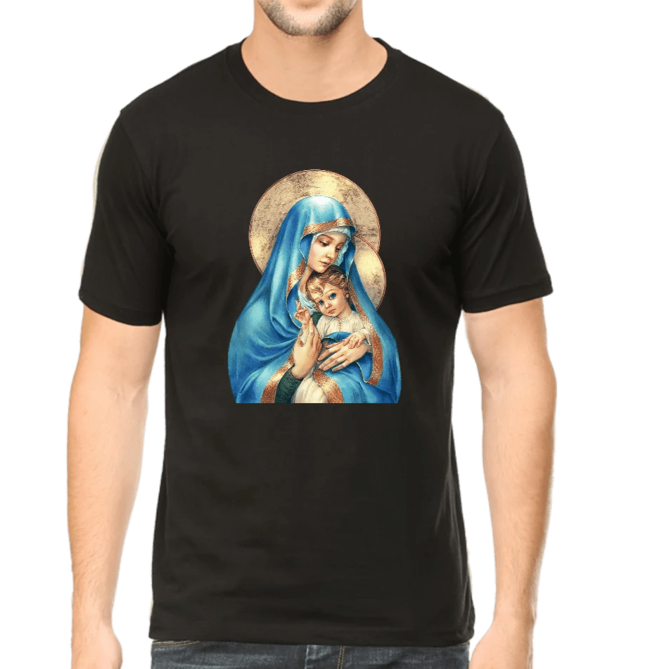 Living Words Men Round Neck T Shirt S / Black Mother Mary