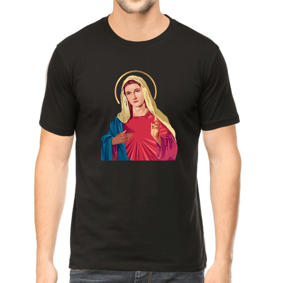 Living Words Men Round Neck T Shirt S / Black Mother Mary