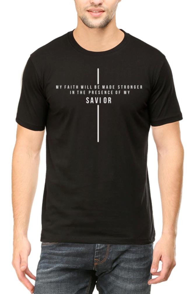 Living Words Men Round Neck T Shirt S / Black MY FAITH WILL BE MADE STRONGER - Christian T-Shirt