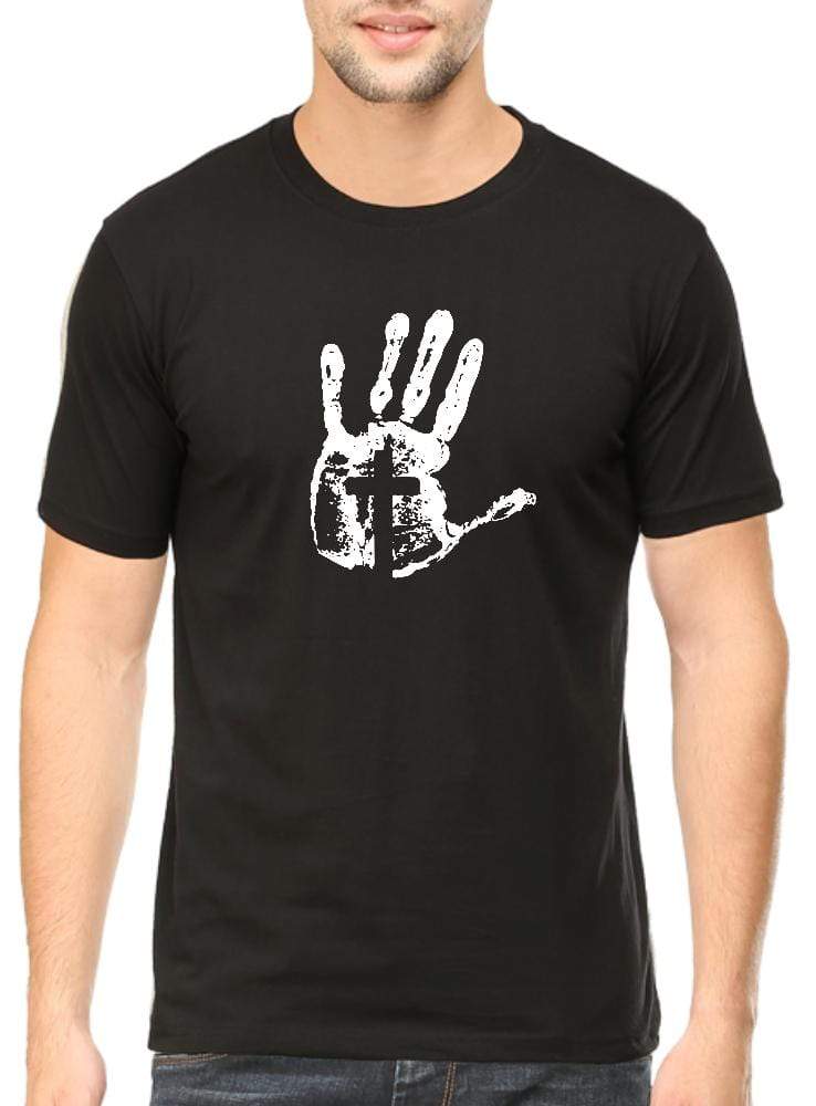 Living Words Men Round Neck T Shirt S / Black Nail in palm - Christian T-Shirt
