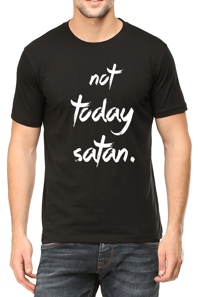 Living Words Men Round Neck T Shirt S / Black Not Today Satan - Christian T-Shirt
