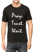 Living Words Men Round Neck T Shirt S / Black Pray Trust Wait - Christian T-Shirt