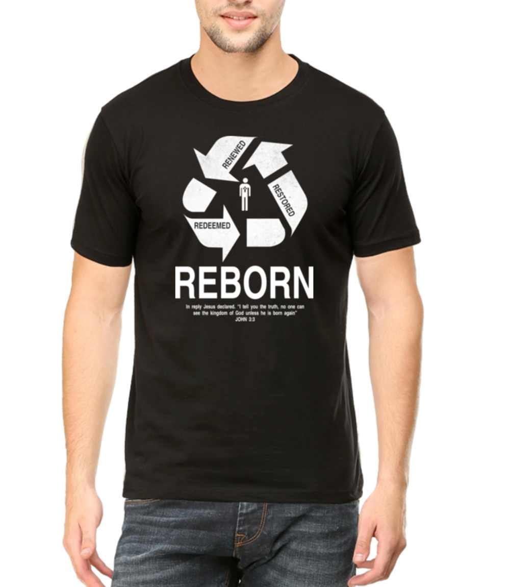 Living Words Men Round Neck T Shirt S / Black REBORN - CHRISTIAN T-SHIRT