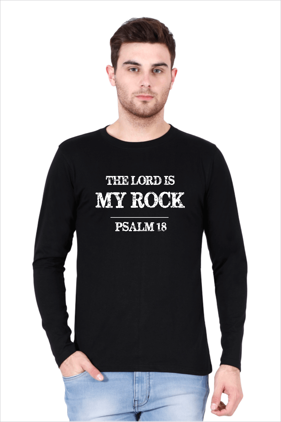 Living Words Men Round Neck T Shirt S / Black The Lord is my Rock - Psalm 18