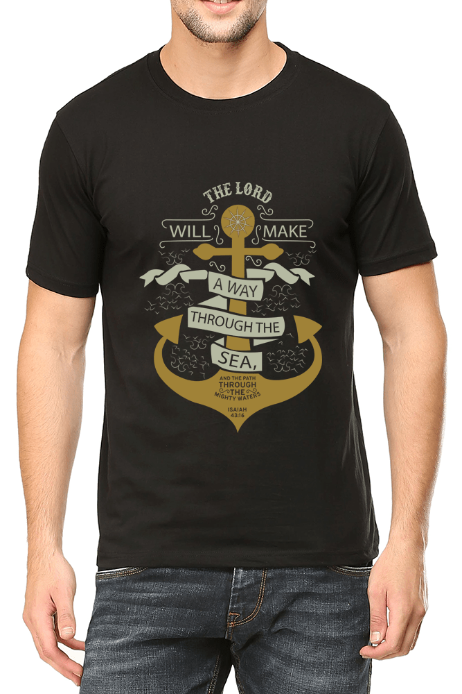 Living Words Men Round Neck T Shirt S / Black The Lord will make a way - Christian T-Shirt