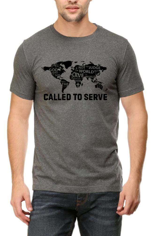 Living Words Men Round Neck T Shirt S / Charcoal Melange Called to Serve - Christian T-shirt