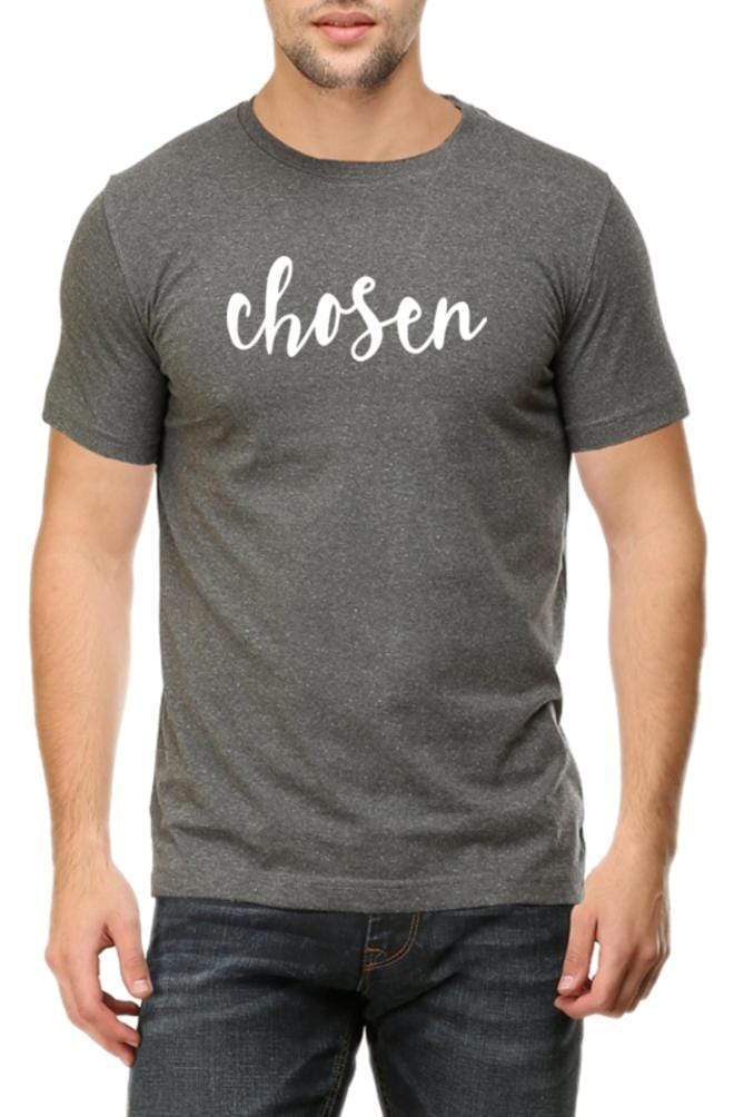 Living Words Men Round Neck T Shirt S / Charcoal Melange Chosen - Christian T-shirt
