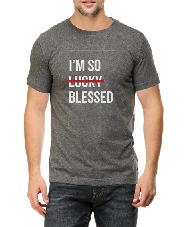 Living Words Men Round Neck T Shirt S / Charcoal Melange I'm so Blessed - Christian T-shirt