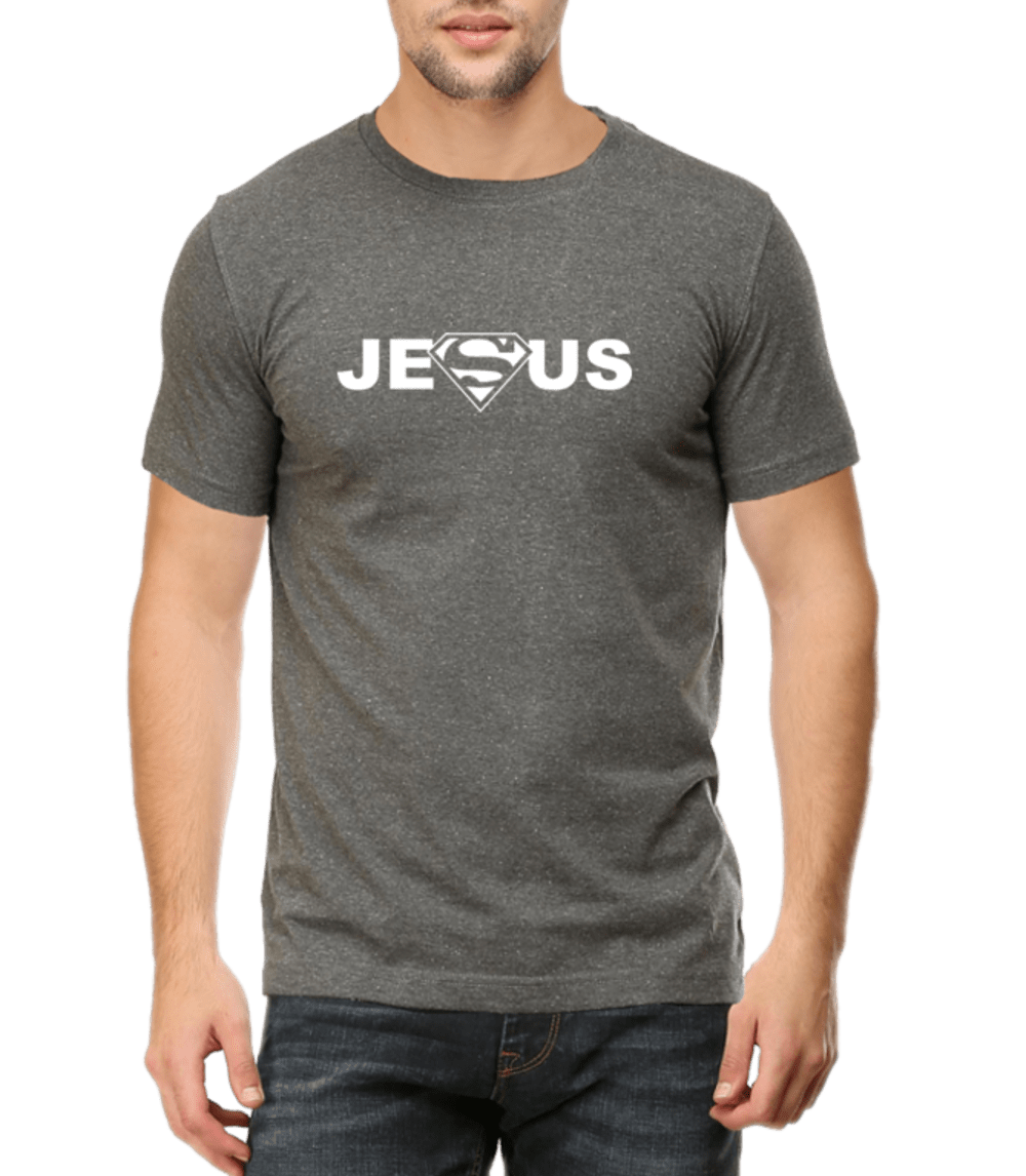 Living Words Men Round Neck T Shirt S / Charcoal Melange JESUS - CHRISTIAN T-SHIRT