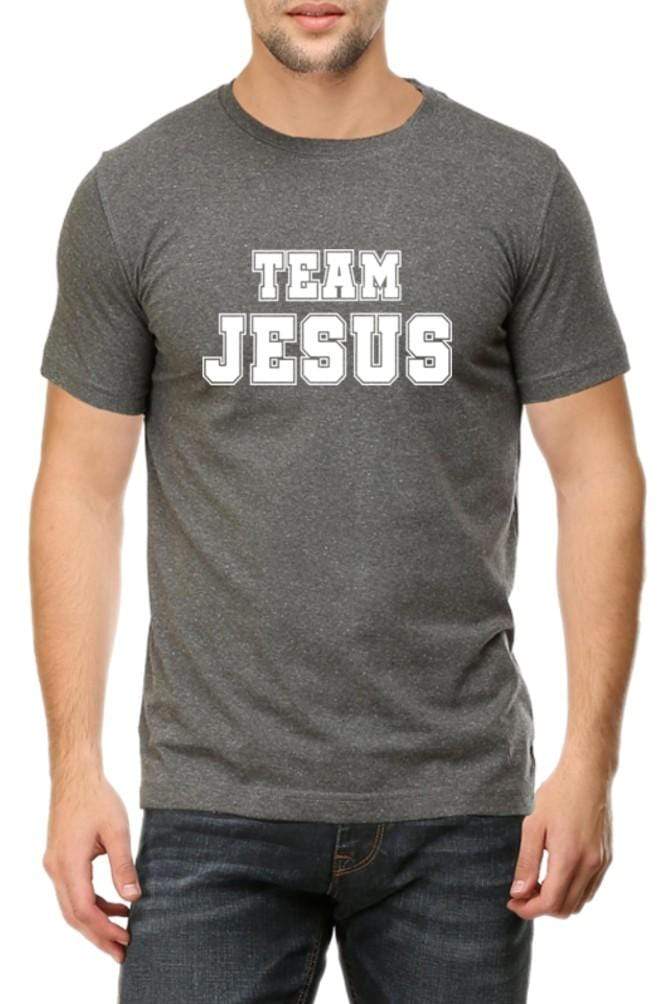Living Words Men Round Neck T Shirt S / Charcoal Melange TEAM JESUS - Christian T-Shirt